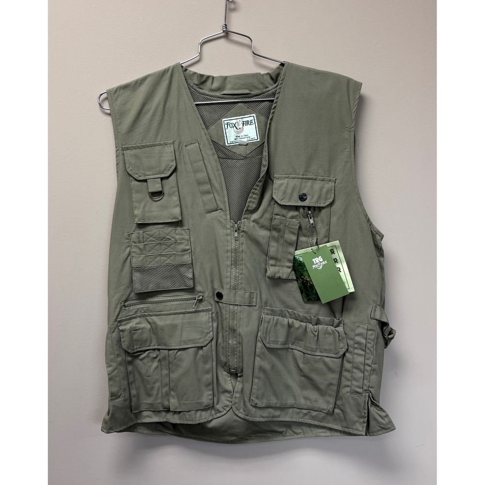 Foxfire Ultimate Vest Mens Large Khaki Cotton Multi Pocket Fishing Hunting NWT